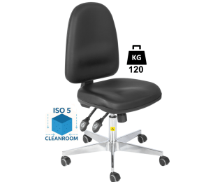 Scaun Clean-Room COMFORT husa vinil portanta 120kg H=480-605mm