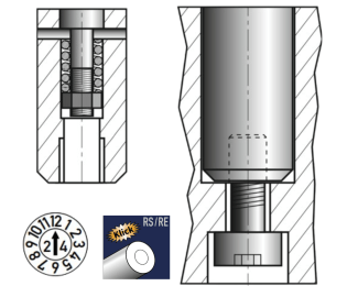 Dator matrita injectie cu clichet fara reglarea inaltimii RS/RE Ø3mm-Ø12mm