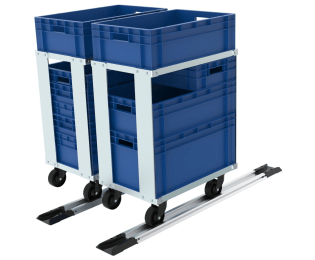 Caucior etajat SLC 600x400 cu 4 roti pivotante