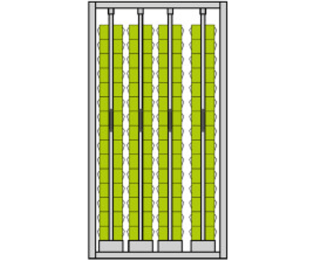 Dulap cu 4 sertare verticale si 720 cutii basculabile de depozitare