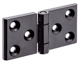 Balamale INOX negre cu ambele aripi prelungite gauri de montaj cu insertii de centrare EH 25162.