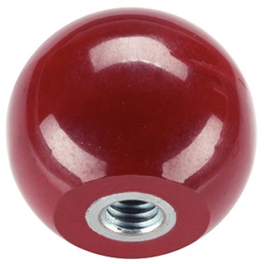 Butoane sferice, DIN 319/cu bucşă filetată, forma E | d1=20 mm / roşu | 24560.0620