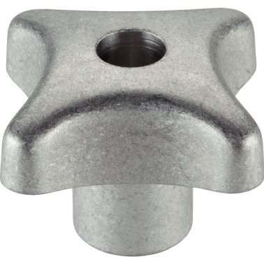 Mânere palmiforme, DIN 6335 metal neferos/cu filet, cu gaură de trecere, forma D | d1=80 mm / nepolizat | 24630.0380