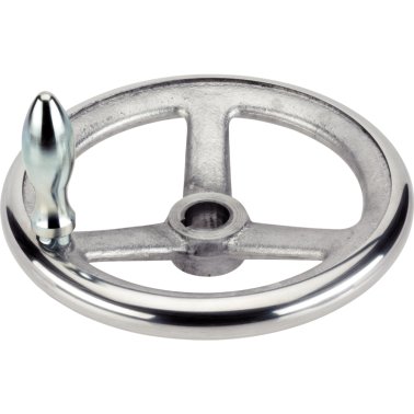 Roţi de manevră, DIN 950 metal neferos/cu nut, cu măner rotativ EH 24460., asamblat, forma N-F/G (anterior D 3) | d1=400 mm / d2=34 mm | 24590.0351