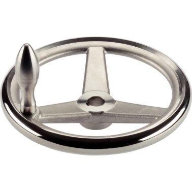 Roţi de manevră, similar DIN 950, oțel inoxidabil/cu nut, cu mâner fix EH 24450., asamblat, forma N-F/G (anterior F 3) | d1=100 mm | 24591.0505