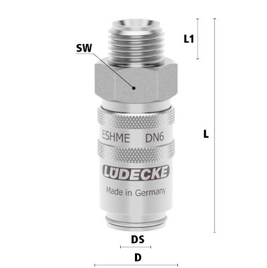 Cupla rapida racire matrita cu filet exterior drept Seria ESHME DN 6 din INOX 1.4305 filet G 1/4