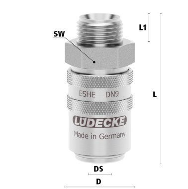 Cupla rapida racire matrita cu filet exterior drept Seria ESHE DIN 9 din INOX 1.4305 filet G 3/8"