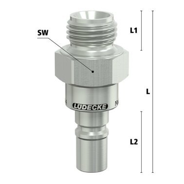 Niplu cu filet exterior Seria ESCBN4-NAAB pentru cuplaj fara scurgere LiquiSafe din alama MS 58 nichelata filet G 1/8"