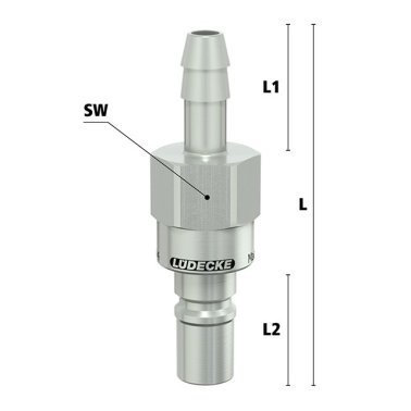 Niplu cu racord furtun Seria ESCBN4-SLAB pentru cuplaj fara scurgere LiquiSafe din alama MS 58 nichelata