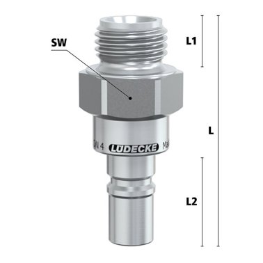 Niplu cu filet exterior Seria ESCBE4-NAAB pentru cupla fara scurgere LiquiSafe din INOX 1.4305 filet G 1/8"