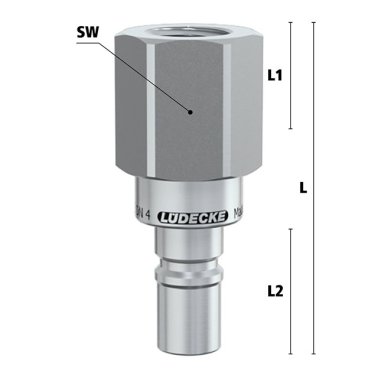 Niplu cu filet interior Seria ESCBE4-NIAB pentru cupla fara scurgere LiquiSafe din INOX 1.4305 filet G 1/8"