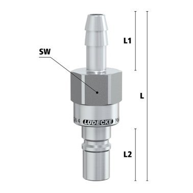 Niplu cu racord furtun Seria ESCBE4-SLAB pentru cupla fara scurgere LiquiSafe din INOX 1.4305