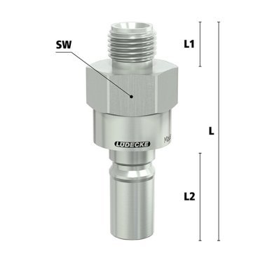 Niplu cupla rapida fara scurgere LiquiSafe Seria ESCBN6-NAAB cu filet exterior din alama MS 58 nichelata filet G 3/8"