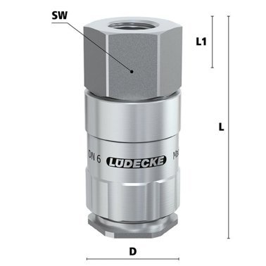 Cupla rapida fara scurgere LiquiSafe Seria ESCBE6-IAB cu filet interior din INOX 1.4305 filet G 1/4"