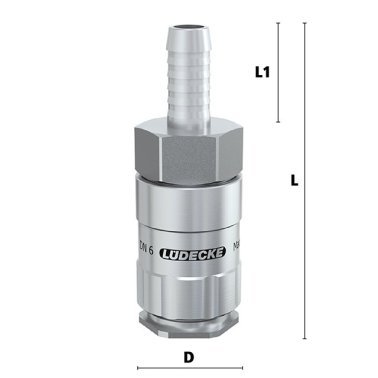 Cupla rapida fara scurgere LiquiSafe Seria ESCBE6-TLAB cu racord furtun din INOX 1.4305