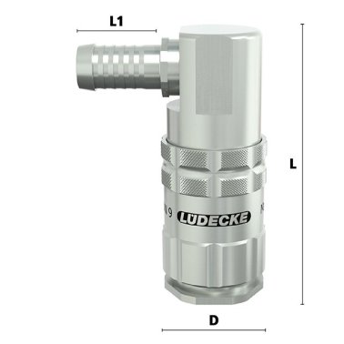 Cupla rapida fara scurgere LiquiSafe Seria ESCBN9-TL90AB cu racord 90° furtun din alama MS 58 nichelata