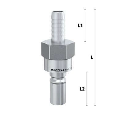 Niplu cupla rapida fara scurgere LiquiSafe Seria ESCBE9-SLAB cu racord furtun din INOX 1.4305