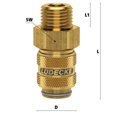 Cupla rapida fara scurgere cu filet exterior Seria ESMLA-A din alama MS 58 filet G 1/4"