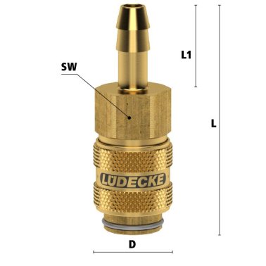 Cupla rapida fara scurgere cu racord furtun Seria ESMLA-T din alama MS 58 DN=6 mm
