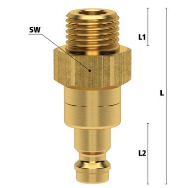 Niplu cupla rapida fara scurgere cu filet exterior Seria ESM-NAAB din alama MS 58 filet G 3/8 " 