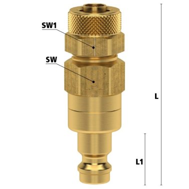 Niplu cupla rapida fara scurgere cu piulita strangere Seria ESM-SQAB din alama MS 58 Di x De= 4 x 6 mm