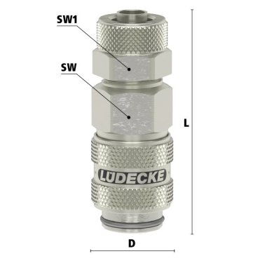Cupla rapida cu piulita strangere furtun Seria ESMNLA-TQ fara scurgere din alama MS 58 nichelata Di x De=6x8 mm