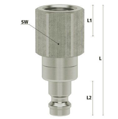 Niplu cupla rapida fara scurgere cu filet interior Seria ESMN-NIAB din alama MS 58 nichelata filet G 3/8" 