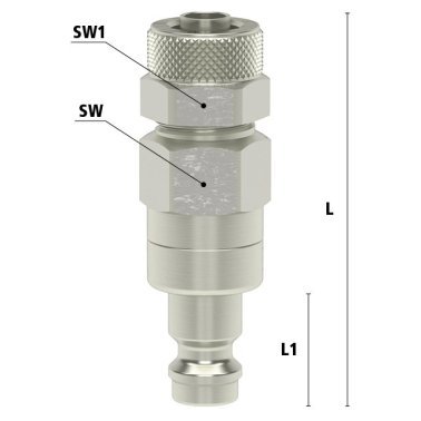 Niplu cupla rapida fara scurgere cu piulita strangere Seria ESMN-SQAB din alama MS 58 nichelata Di x De=4 x 6 mm