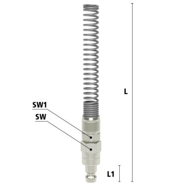 Niplu cupla rapida fara scurgere cu piulita strangere si protectie furtun Seria ESMN-SQFAB din alama MS 58 nichelata Di x De=6 x 8 mm