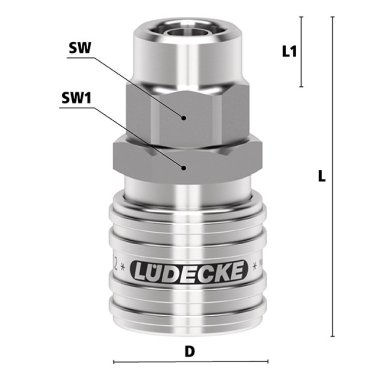 Cupla rapida racord furtun cu piulita de strangere Seria ESEG DN 7.2 cu bucsa conectare neteda ventil unidirectional