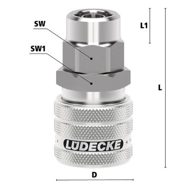 Cupla rapida racord furtun cu piulita de strangere Seria ESEG DN 7.2 cu bucsa conectare zimtuita ventil unidirectional