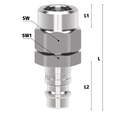 Niplu cupla rapida racord furtun cu piulita de strangere Seria ESE DN 7.2 din INOX 1.4305 ventil bidirectional