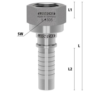 Niplu cu con 60° cu filet interior si guler sertizare fasung PHE din INOX 1.4305 filet G 1/2"