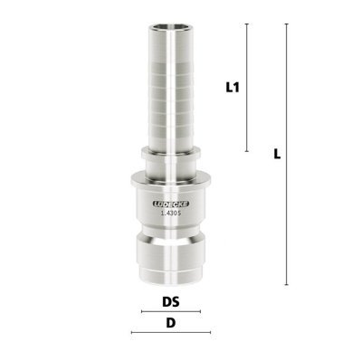 Niplu cupla rapida cu racord furtun cu guler sertizare fasung PHE din INOX 1.4305 DN= 19 mm