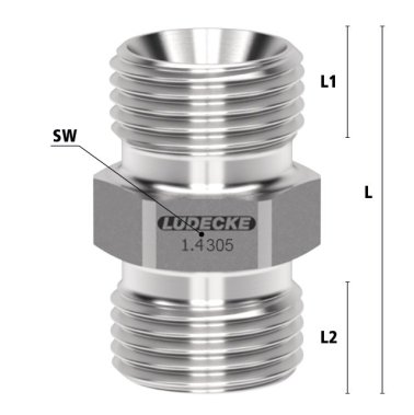 Niplu de legatura cu filet exterior din INOX 1.4305 filet G 3/4"