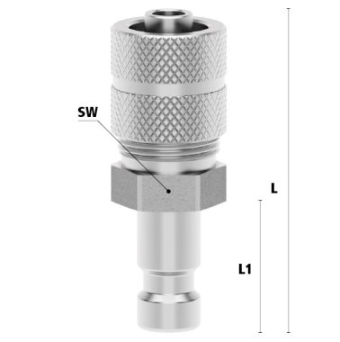 Racord cupla rapida pneumatica cu piulita de strangere furtun Seria ESMCE MICRO DN 2.7 din INOX 1.4305 cu ventil unidirectional Di x De = 3 x 4 mm