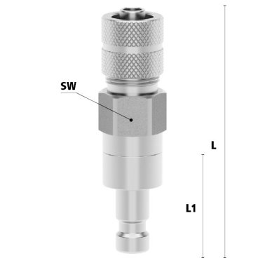 Racord cupla rapida pneumatica cu piulita de strangere furtun Seria ESMCE MICRO DN 2.7 din INOX 1.4305 cu ventil bidirectional Di x De = 3 x 5 mm