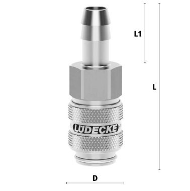 Cupla rapida pneumatica cu racord furtun Seria ESME MINI DN 5 din INOX 1.4305 DN= 10mm 