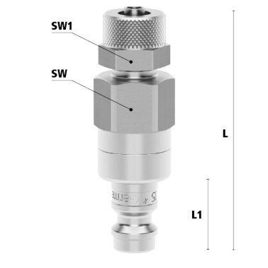 Racord cupla rapida pneumatica cu piulita de strangere furtun Seria ESME MINI DN 5 din INOX 1.4305 cu ventil bidirectional Di x De = 6 x 8mm