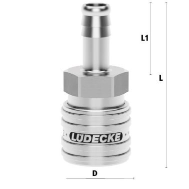 Cupla rapida pneumatica cu racord furtun Seria ESEG DN 7.2 din INOX 1.4305 cu bucsa neteda DN= 9 mm 