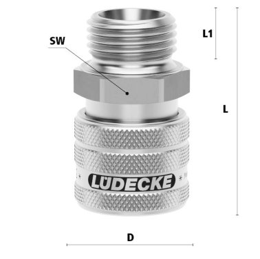 Cupla rapida pneumatica cu filet exterior Seria ESER DN 7.2 din INOX 1.4305 cu bucsa zimtuita filet G 1/4"
