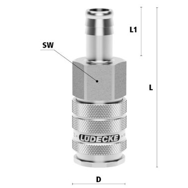 Cupla rapida pneumatica cu filet cu racord furtun OptiFlow Seria ESIGE DN 10 din INOX 1.4305 DN= 9 mm