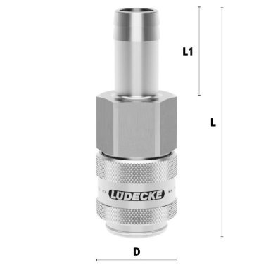 Cupla rapida pneumatica cu racord furtun Seria industriala ESGE DN 19 din INOX 1.4305 DN=25 mm