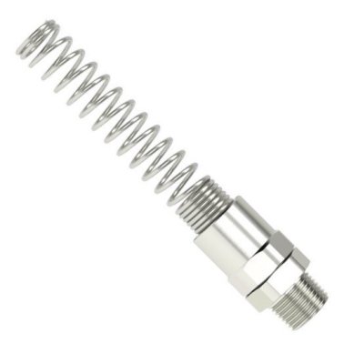 Racord fix furtun spiralat MODY cu filet conic exterior din otel nichelat protectie furtun din otel filet R 3/4" 