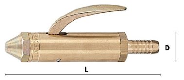 Robinet de suflare din alama MS 58 cu aer comprimat cu racord furtun si duza H2 DN 11 mm