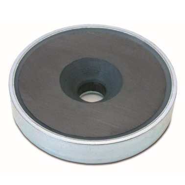 Saiba plata magnetica din NdFeB cu gaura tesita si carcasa din otel zincat A=42 mm