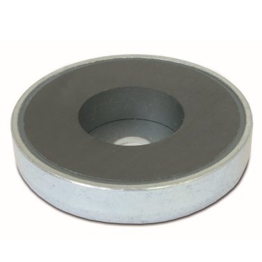 Saiba plata magnetica din NdFeB cu gaura cilindrica si carcasa din otel zincat A=20 mm