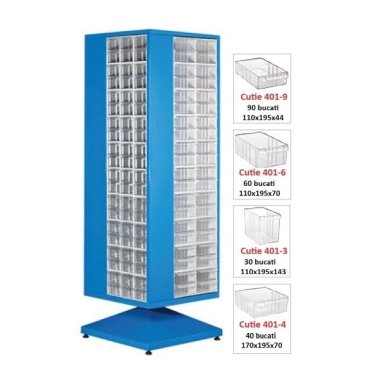 Dulap metalic rotativ cu 220 cutii Seria MT-407 rosu