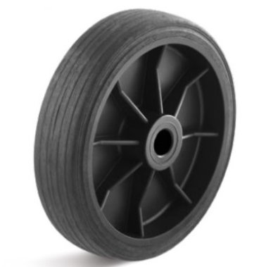 Roata cauciuc negru rigid, janta plastomer, lagar de alunecare WLL=30 kg, D=80 mm