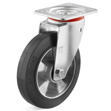 Roata cauciuc elastic, carcasa pivotanta, portanta WLL=500 kg, D=250 mm